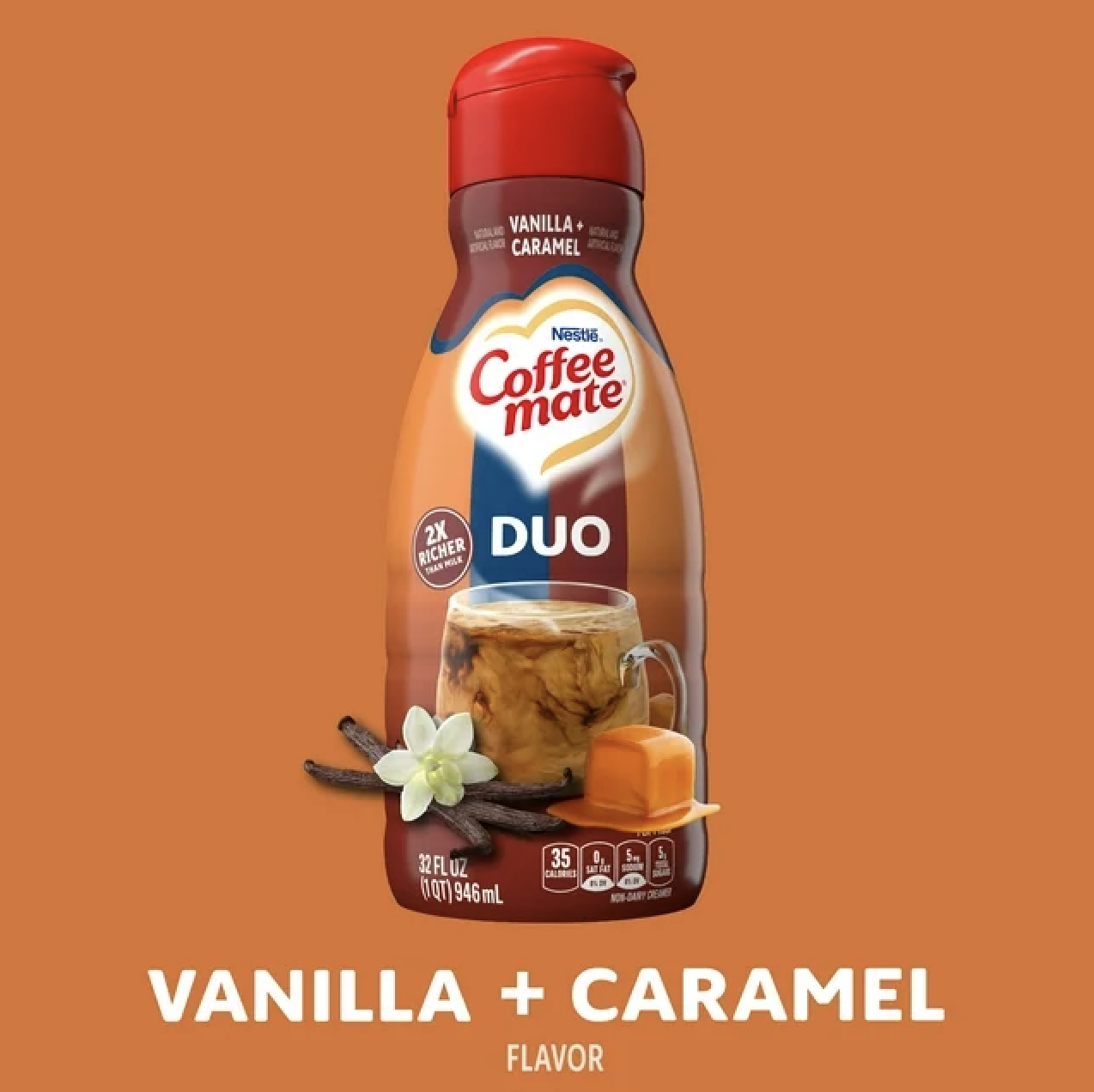 KEM SỮA LỎNG 2 VỊ DUO VANILLA CARAMEL Coffee Mate Liquid Coffee Creamer, 946ml (32 oz)