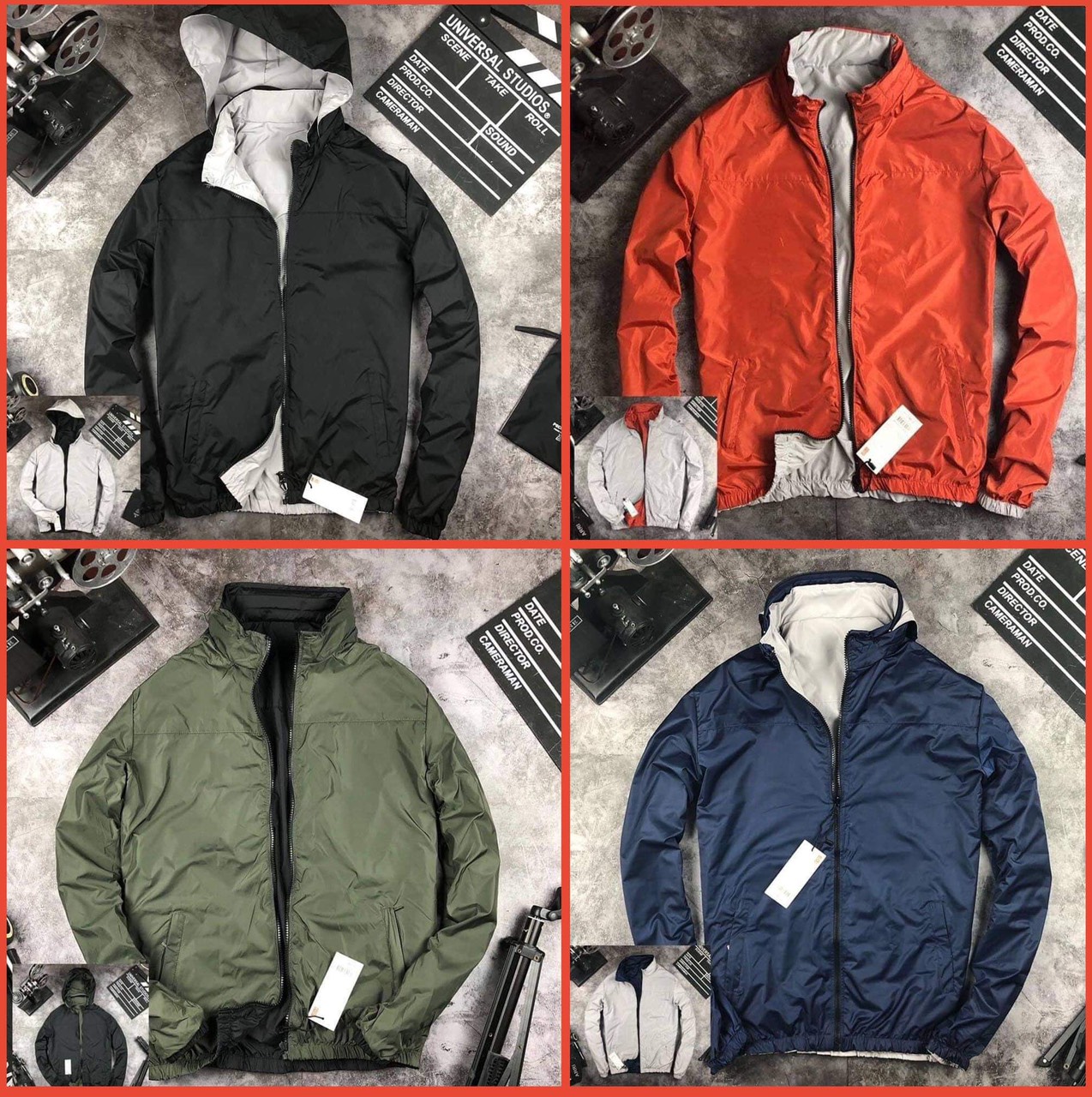 Áo khoác gió 2 mặt cho nam