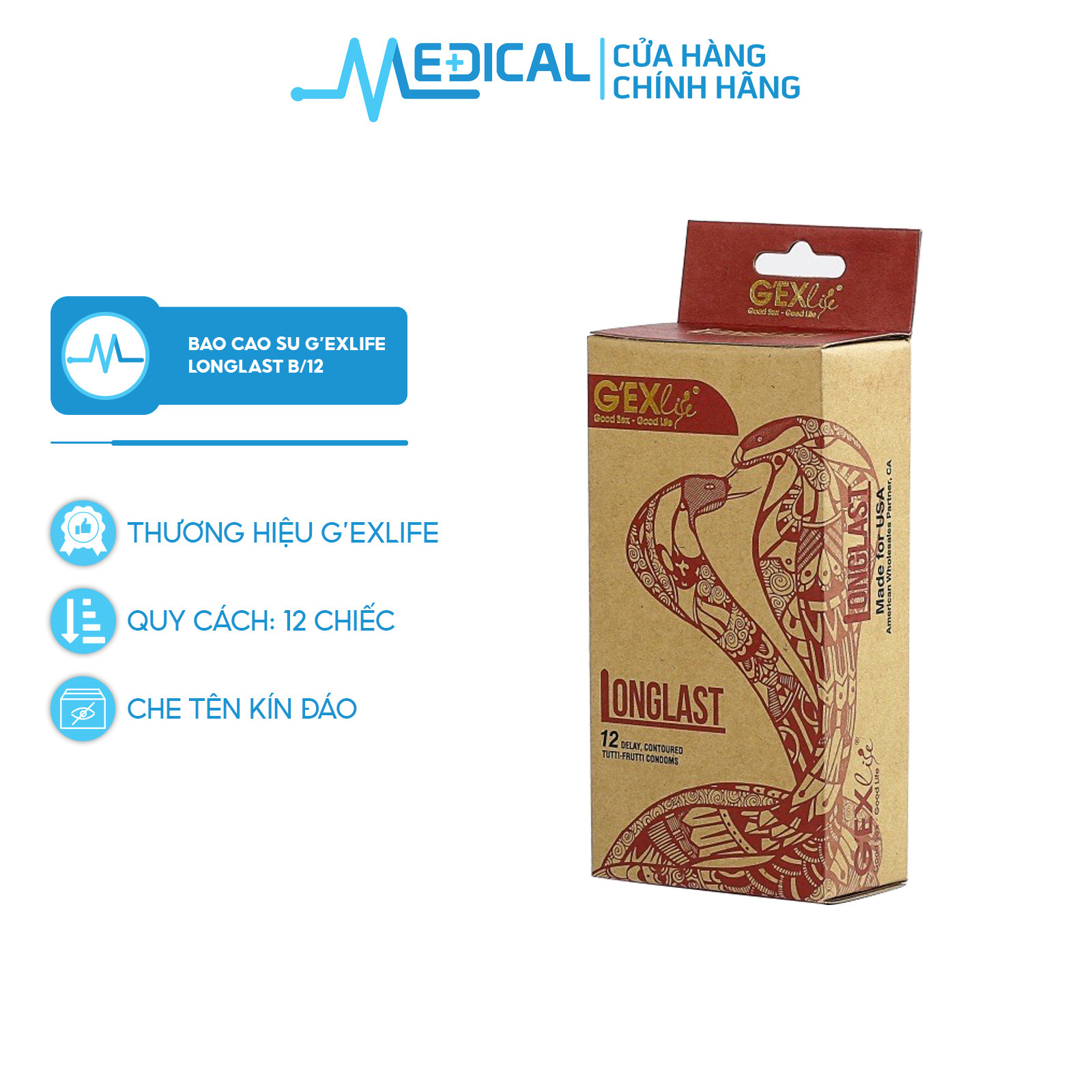 Bao cao su g'exlife longlast b/12 - medical