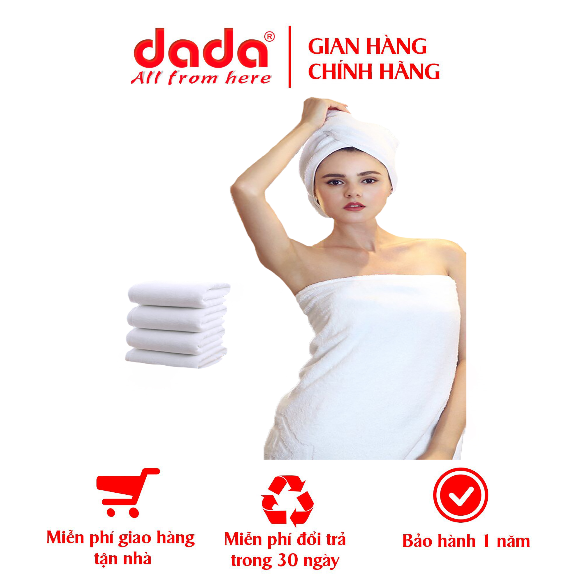 Khăn Tắm Cao Cấp DADA - Tiêu Chuẩn Khách Sạn Resort Spa 5 Sao - 100%Cotton Mềm Mịn Thấm Hút Tốt
