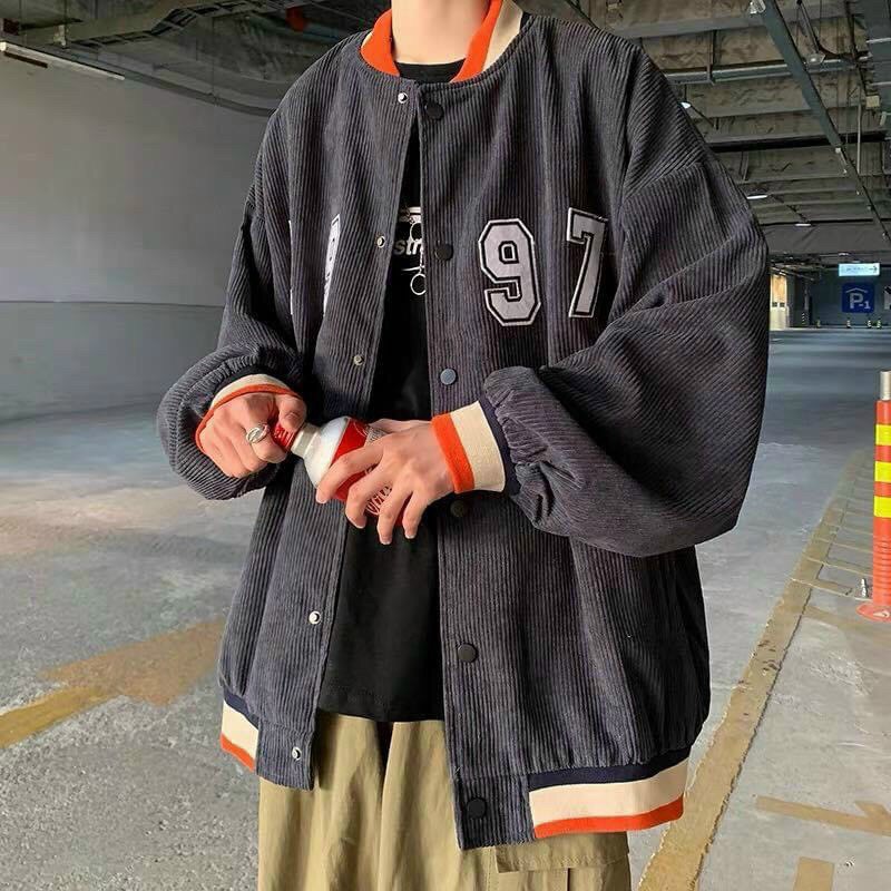 Áo khoác BOMBER Nam Nữ Nhung Gân Form Rộng Unisex Logo Thêu 19-97 Cao Cấp - Ms710