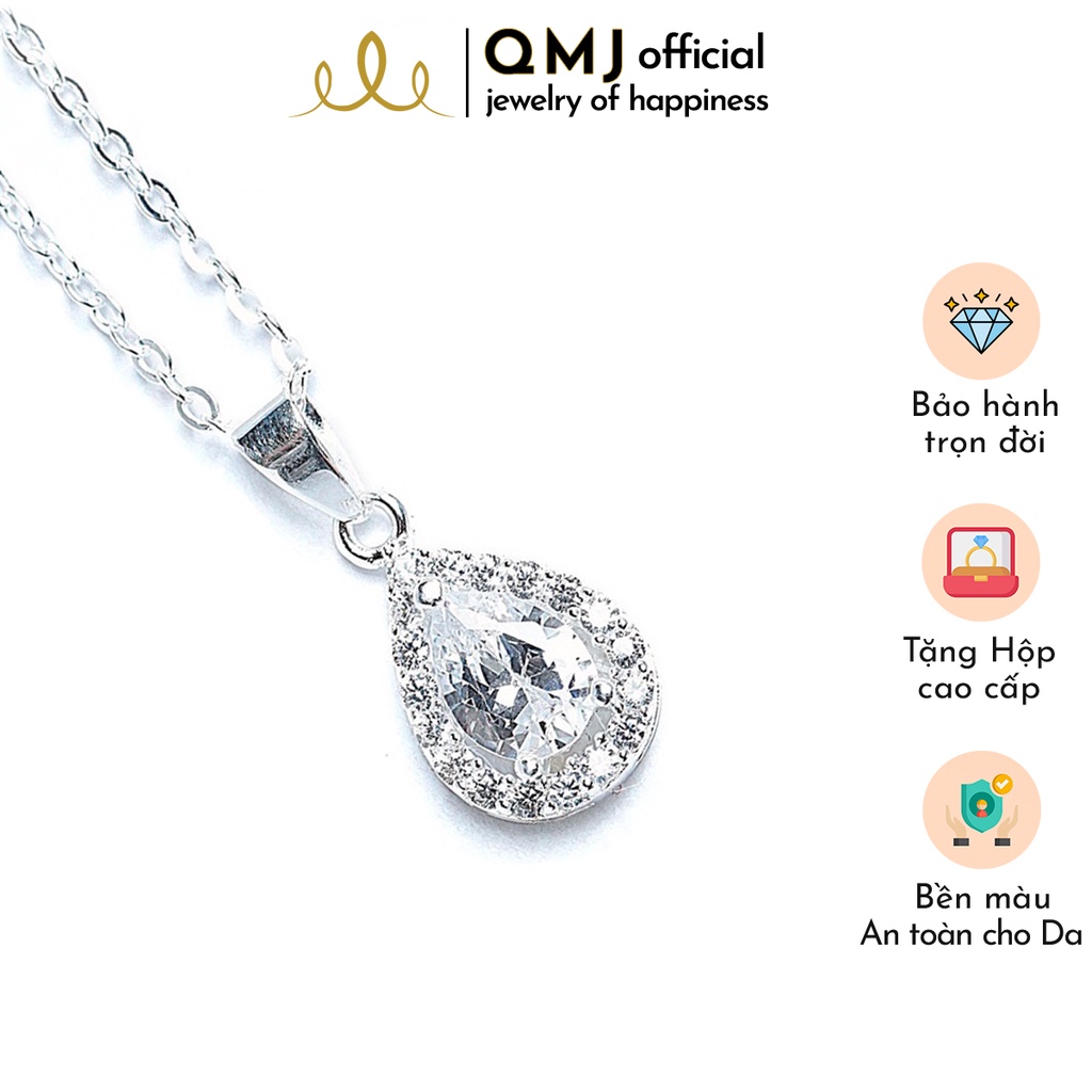 QMJ Dây chuyền bạc Giọt nước 925 cao cấp  nạm đá tinh tế thiết kế độc lạ, thích hợp với cô nàng thích sự độc và lạ trang sức thời trang nữ đẹp - QDL0443