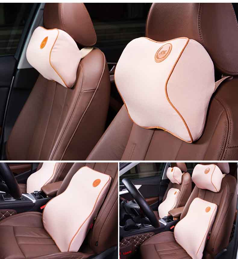 Gối tựa đầu tựa lưng ô tô cao su non cao cấp thương hiệu Fumance - Hàng chuẩn loại 1 có đai lưng
