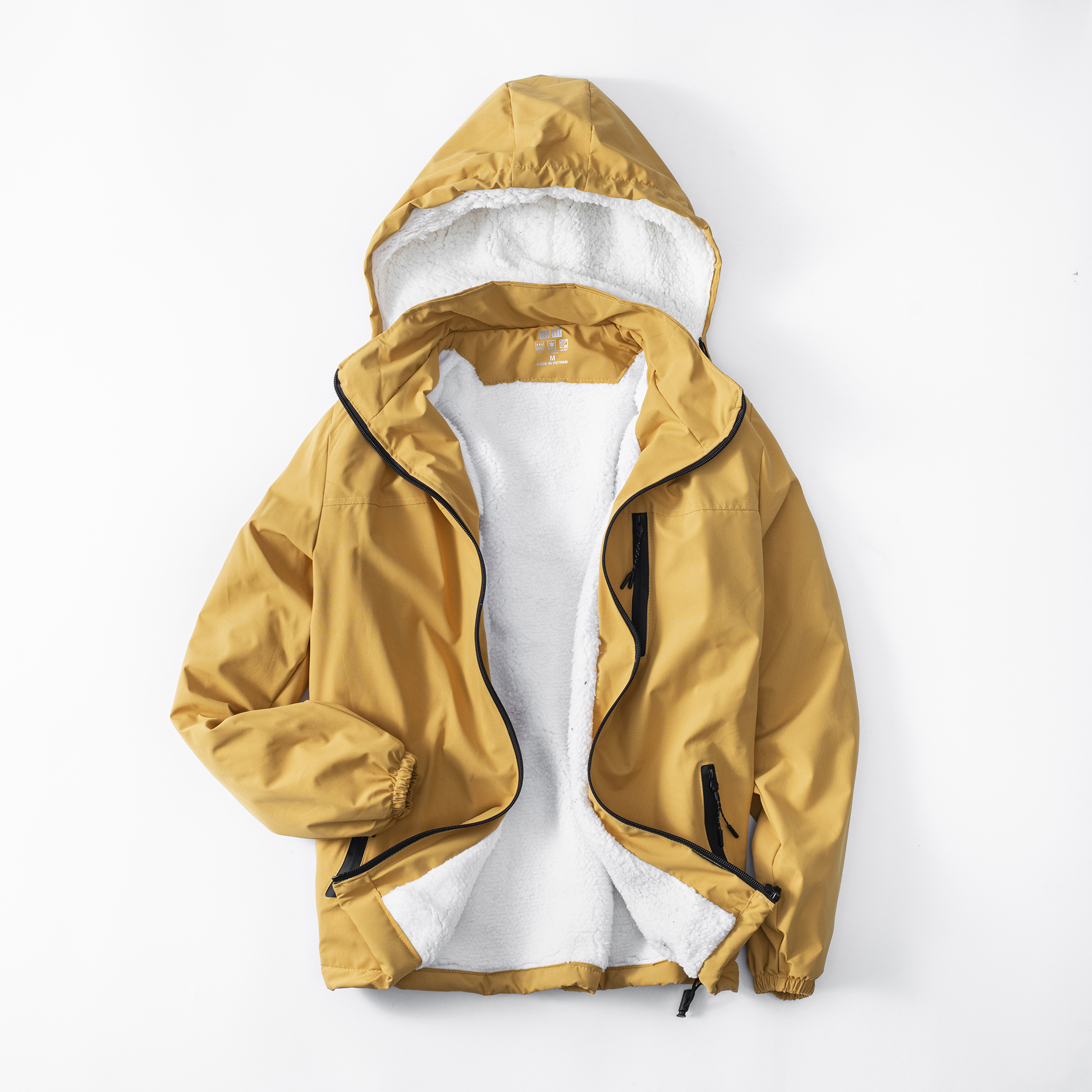 Áo khoác nam dù lót lông cừu vải gió cao cấp chống nước có mũ tháo rời mặc mùa đông siêu ấm chống gió giữ nhiệt W6