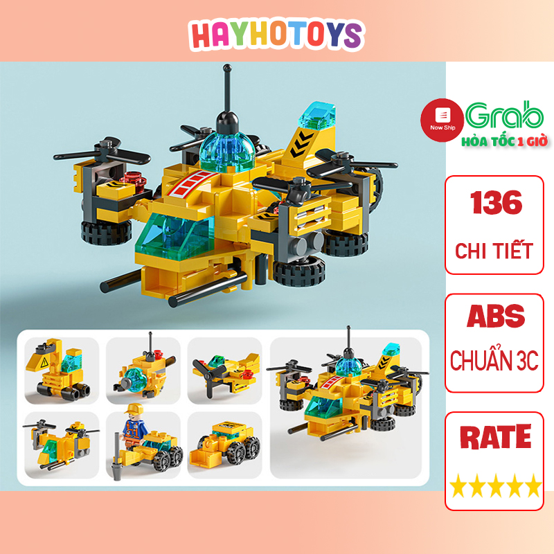 Đồ chơi lắp ráp máy bay vàng / xe xây dựng / máy bay vận tải 136ct đồ chơi cho bé