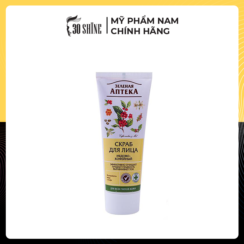 30SHINE Kem tẩy tế bào chết Zelenaya Apteka 75ml - Chiết xuất mật ong và cafe