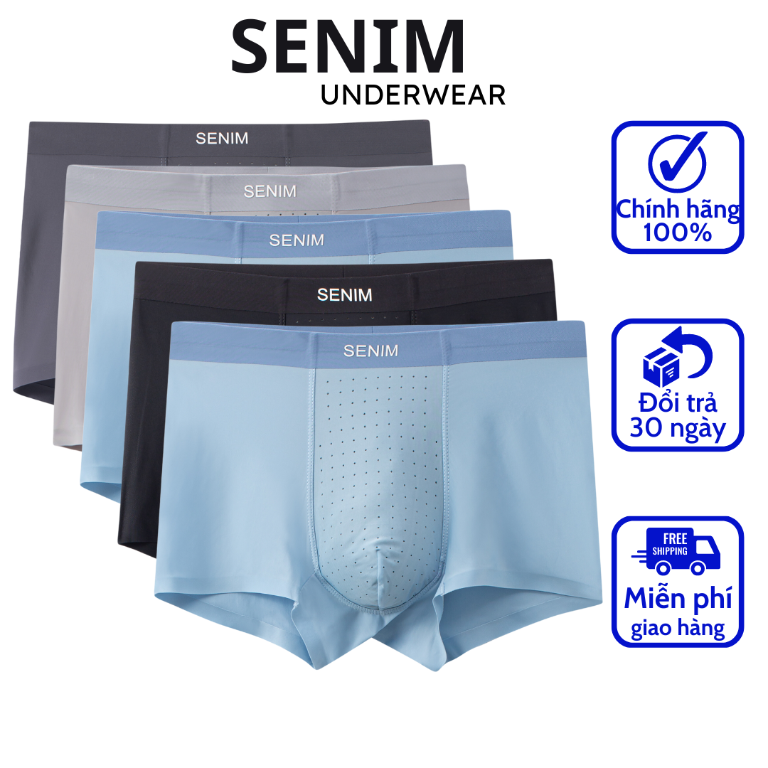 Quần lót nam Boxer chất thun lạnh cao cấp, combo 5 quần sịp đùi nam chính hãng SENIM