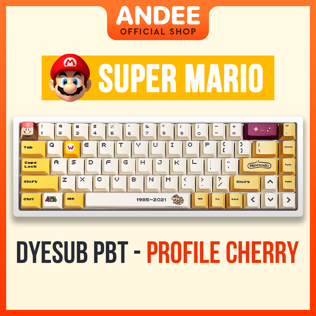 Keycap nút bàn phím Super Mario vàng 122 nút profile Cherry dễ thương cho bàn phím cơ