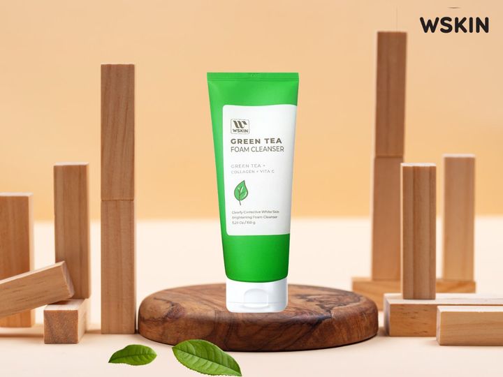 SỮA RỬA MẶT TRÀ XANH THU NHỎ LỖ CHÂN LÔNG, KHÁNG VIÊM & TRẮNG DA WSKIN