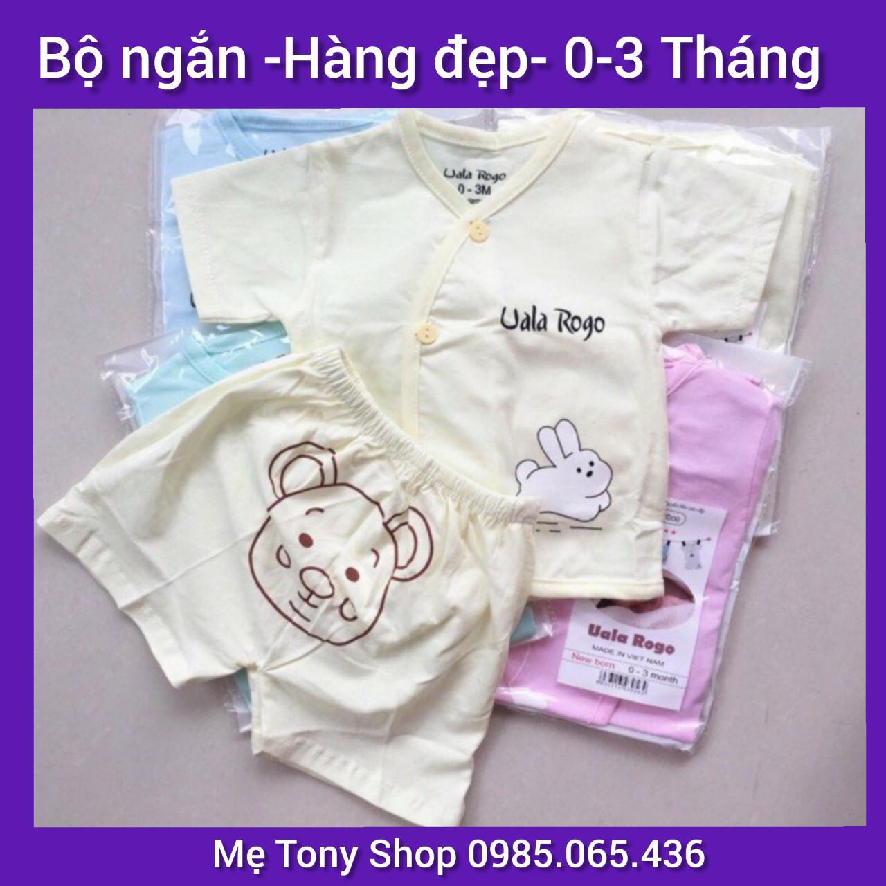 [Hàng Đẹp] Bộ Cộc Tay Cho Bé Sơ Sinh (0-3 Tháng)