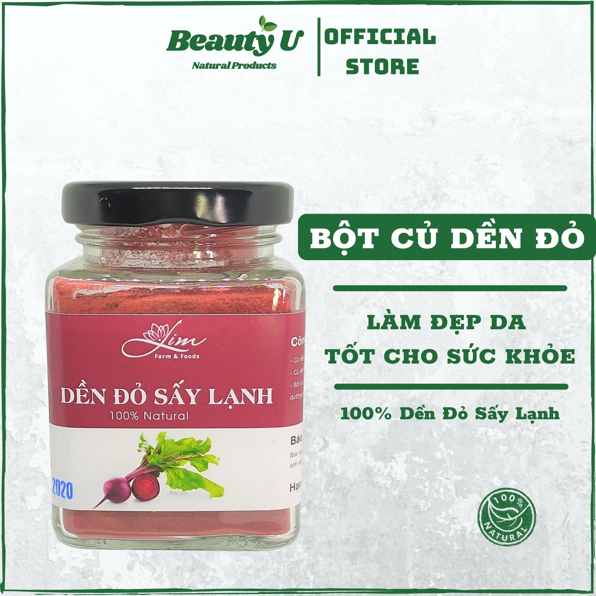 Bột Củ Dền Sấy Lạnh Nguyên Chất LimFarm 100% Hũ 150Gram - Dưỡng Da Sạch Mụn , Chống Lão Hóa , Dưỡng Da Căng Bóng
