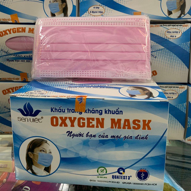 [HCM]Khẩu Trang OxyGen Mask Sen Việt 4 Lớp Than Hoạt Tính | Hộp 50 Cái - Hồng