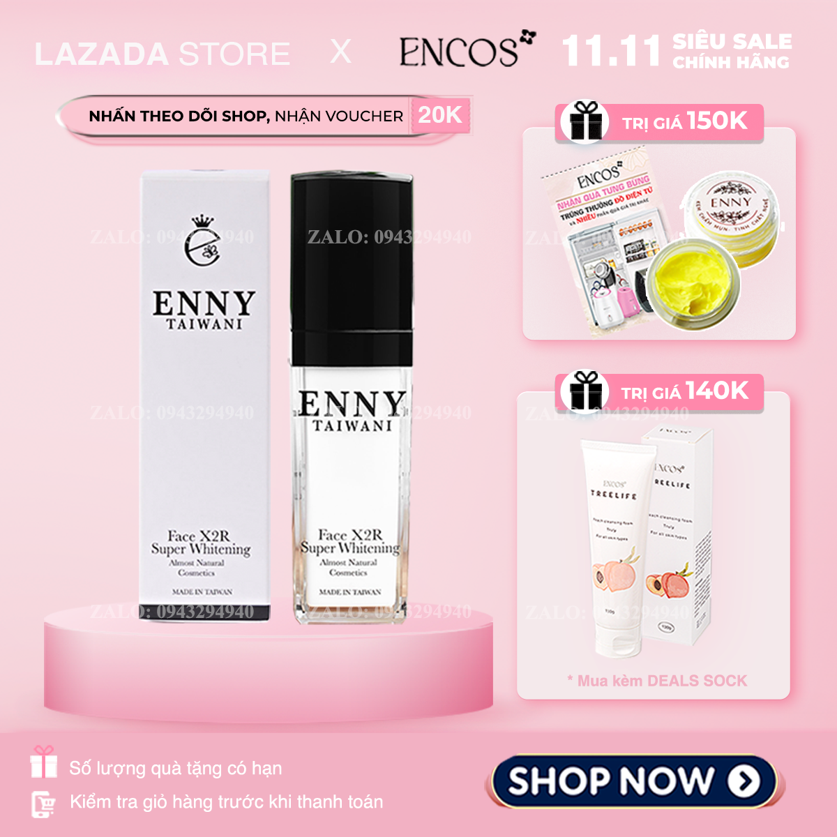 Kem Dưỡng Trắng Da Face ENNY nhập khẩu Đài Loan Taiwani Cao Cấp Tặng Kem Chấm Mụn ENNY