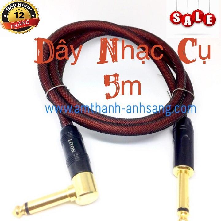Dây tín hiêu nhạc cụ, jack 6,5 ly cong sang thẳng dây dài 5m. dây dùng nhạc cụ, guitar, ghi-ta, drum, trống điện, đàn organ