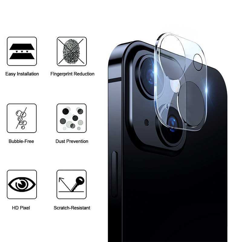 Cường Lực Camera ịPhone 12, 12Pro, 12ProMax, iPhone 13, 13Mini, 13Pro, 13Pro Max, iPhone 14, 14Plus, 14Pro, 14ProMax Bảo Vệ Full Cụm Camera - Tặng Kèm Bộ Khăn Lau