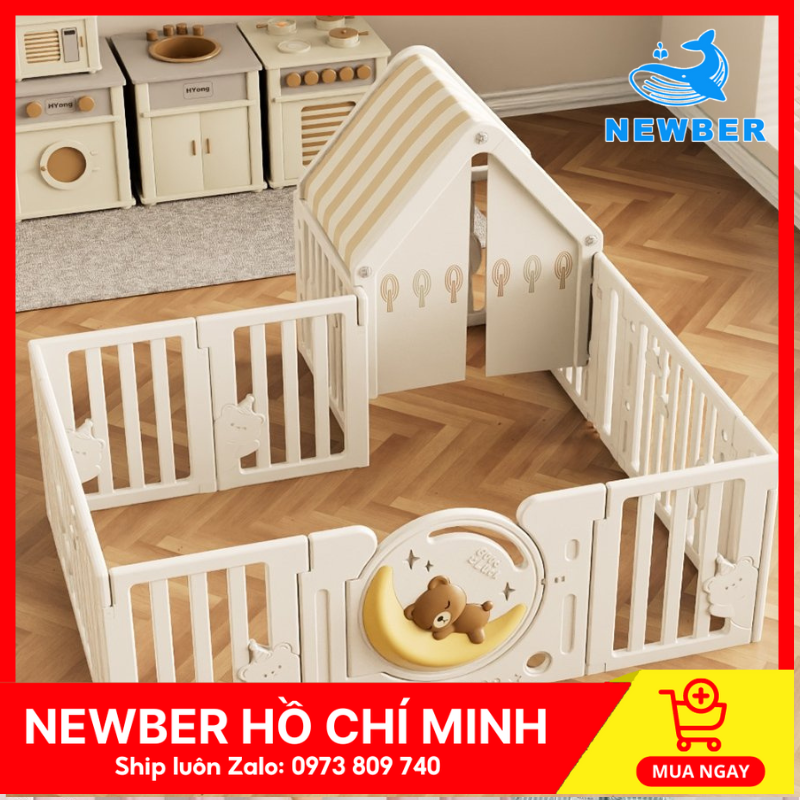 Quây Cũi Nhựa Cho Bé  Gấu Mặt Trăng VIP 2024 Cao Cấp - Quây Bóng, Quây Cũi Gấp Gọn