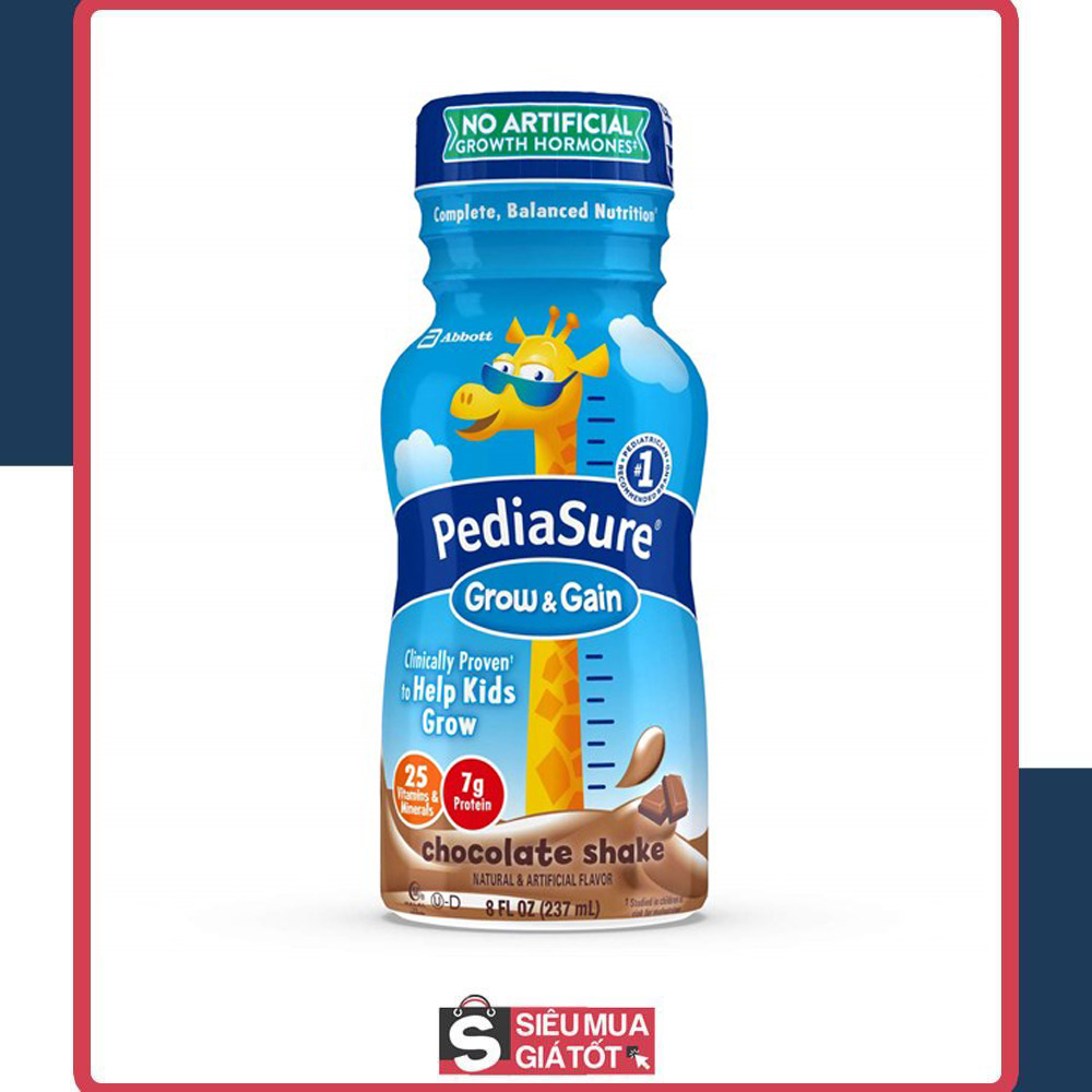 [HCM]THÙNG SỮA NƯỚC PEDIASURE GROW & GAIN HƯƠNG SOCOLA MỸ 237ML