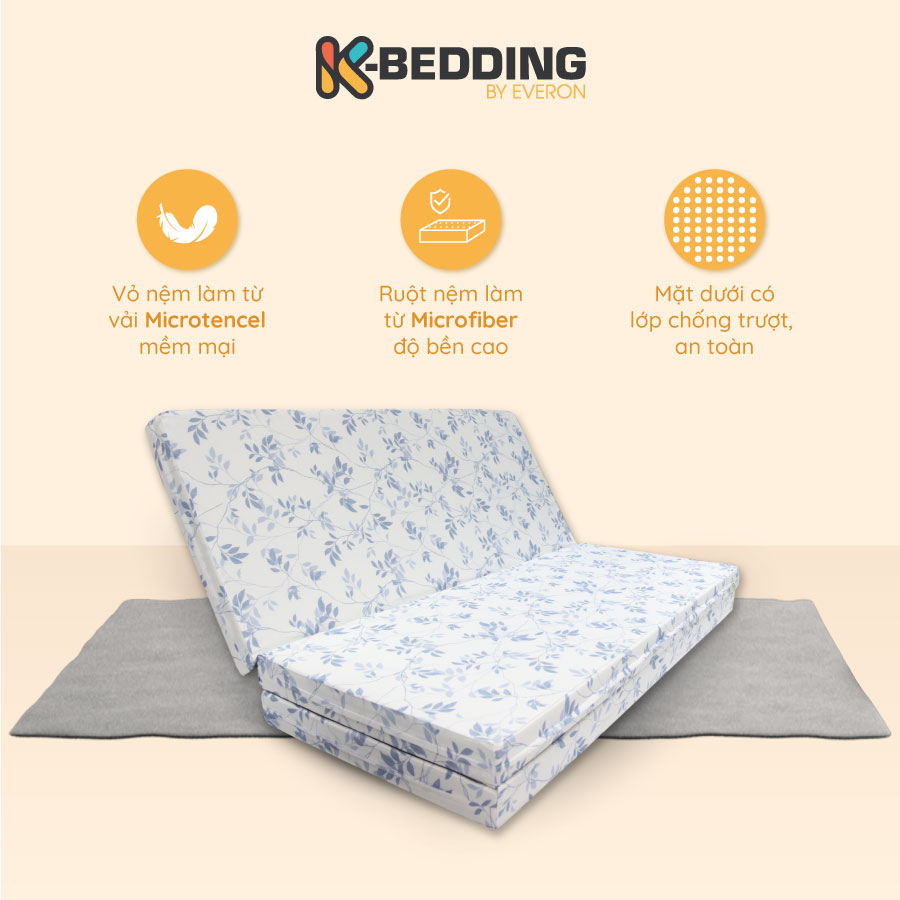 Nệm Bông Ép Gấp 3 Hàn Quốc KBedding By Everon MTP bảo hành 5 năm Folding Mattress