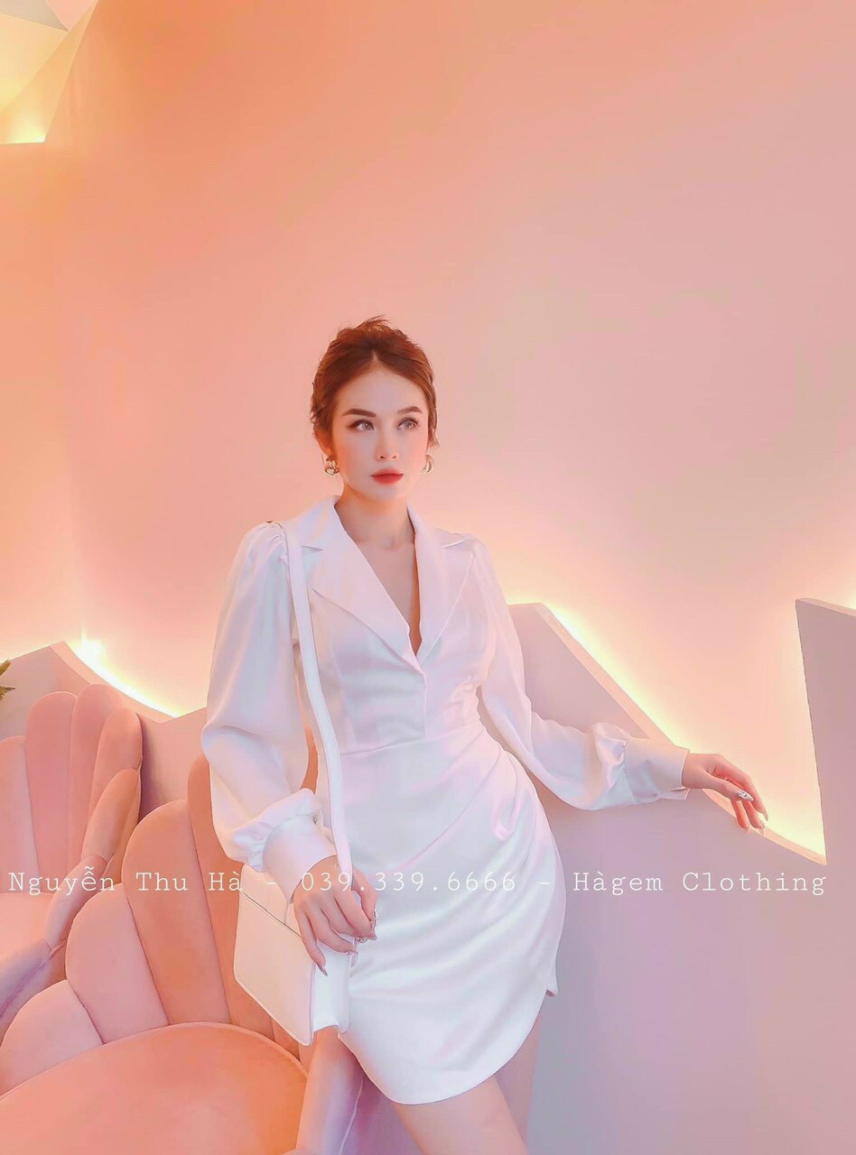 Đầm body vạt chéo cổ tim tay dài sang chảnh Rose Fashion.