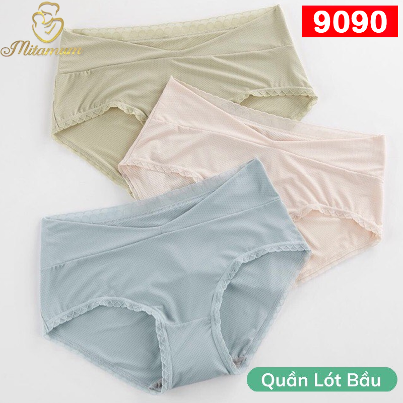 Quần lót bầu và sau sinh cạp chéo chất SU ĐÚC thông hơi kháng khuẩn đồ lót chip bà bầu bigsize 9090