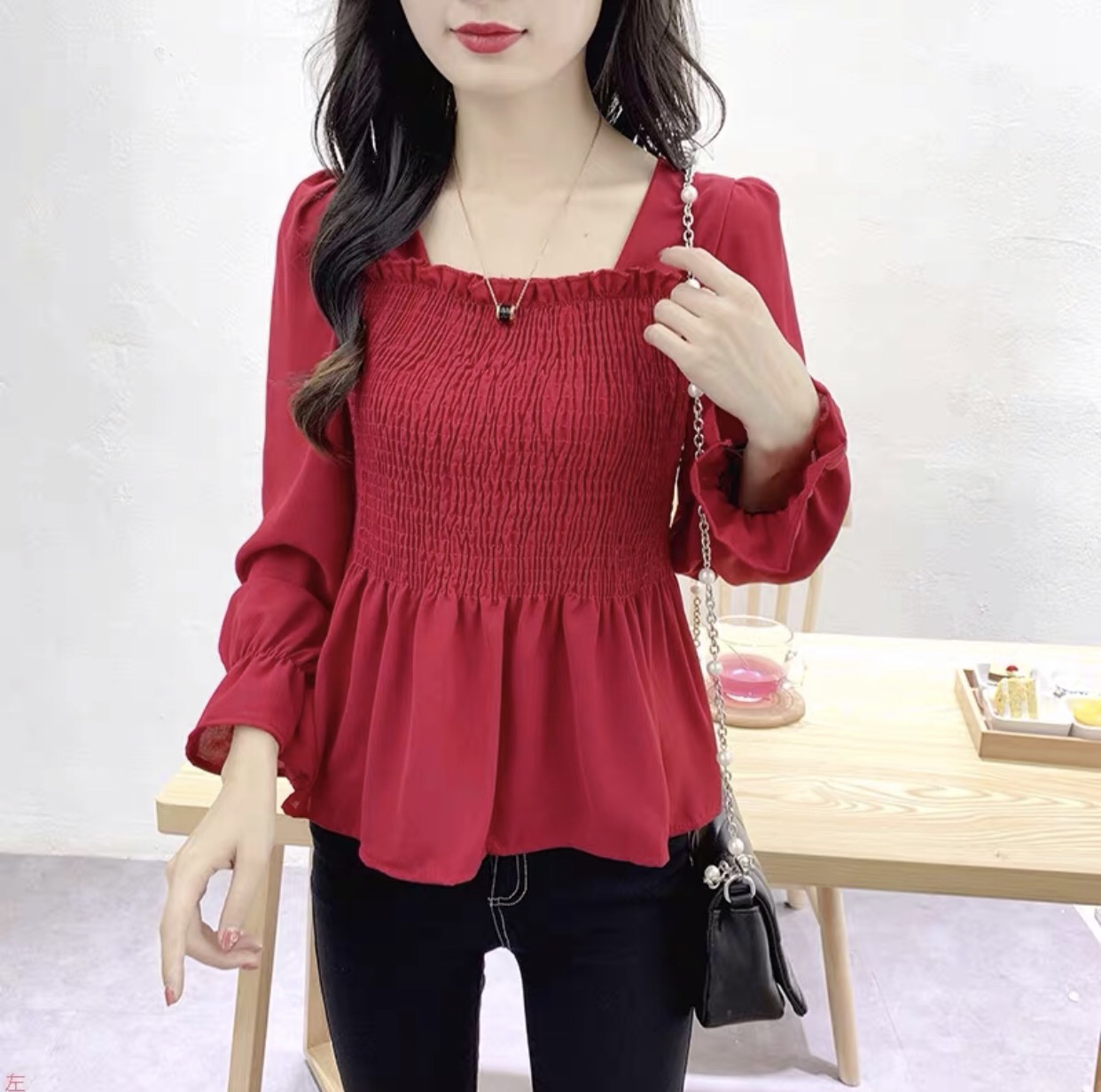 ÁO KIỂU NHÚN TAY PHỒNG TRẺ TRUNG THỜI TRANG -NAUY