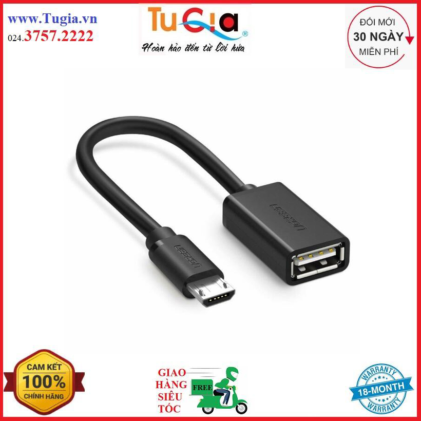 Cáp micro usb 2.0 otg ugreen 10396 dài 12cm-hàng chính hãng