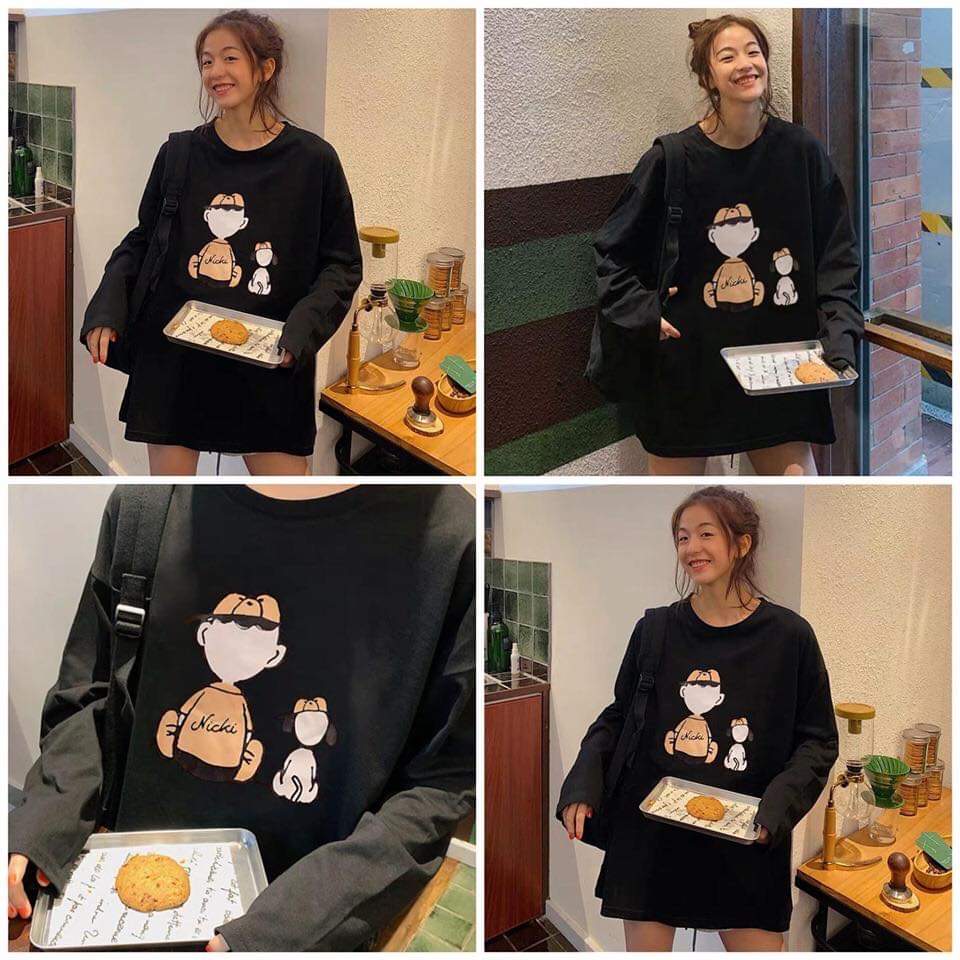 ÁO THUN SWEATER TAY DÀI IN HOẠT HÌNH CỰC DỄ THƯƠNG FORM RỘNG TÔN DÁNG SIÊU ĐẸP - TEN