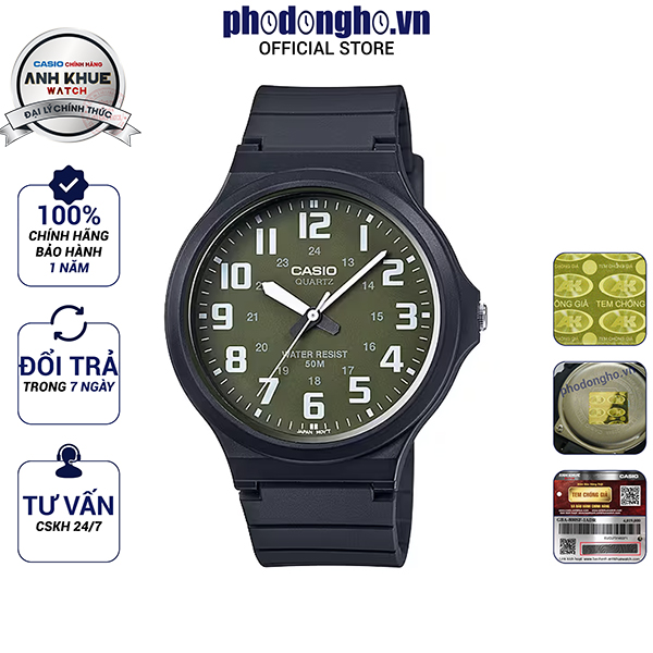 Đồng hồ nam dây nhựa Casio Anh Khuê MW-240-3BVDF