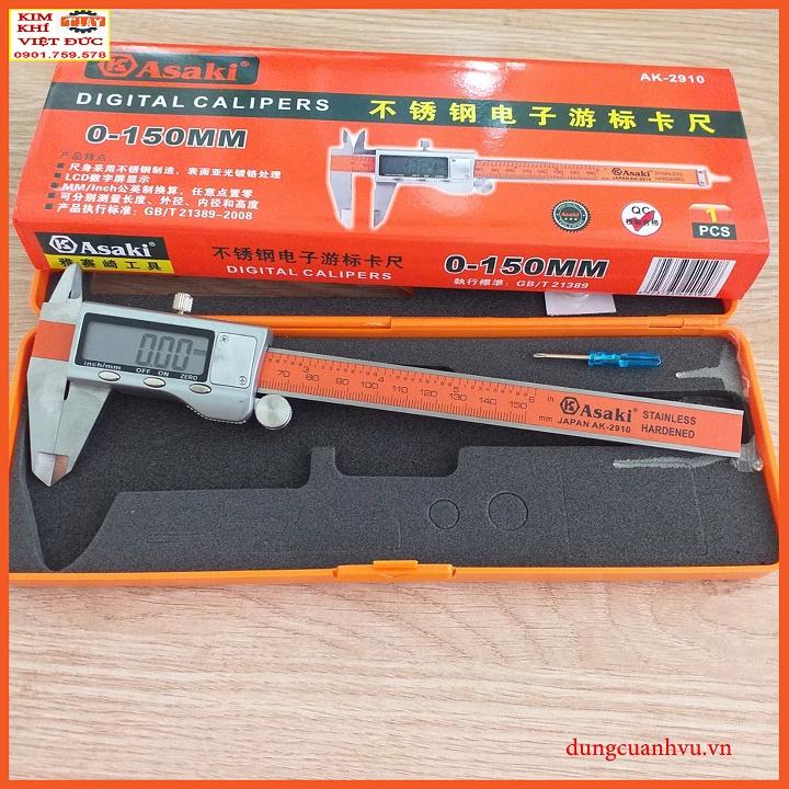 Thước cặp điện tử inox cao cấp 0-150mm asaki ak-2910