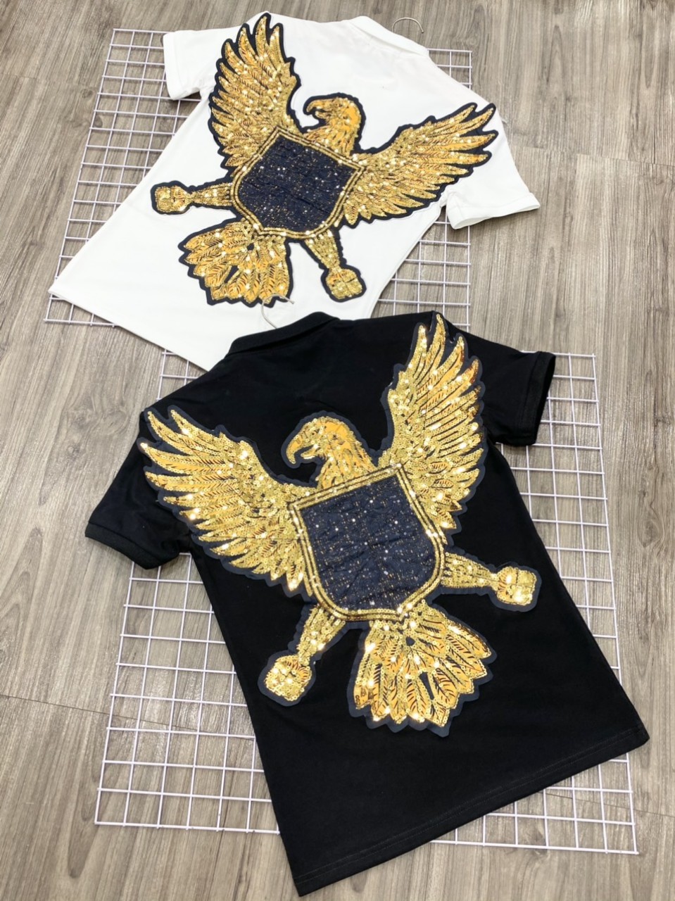 [ ÁO POLO CỰC HOT ] Áo thun nam nữ Guccii họa tiết  ĐẠI BÀNG đính đá kim sa cực chất dễ phối đồ, 100% hàng QC cao cấp