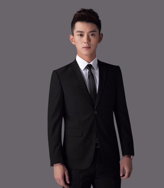 Bộ vest nam màu đen ôm body dáng hàn (áo vest + quần tây + cà vạt + ghim cài) tặng hộp đựng làm quà