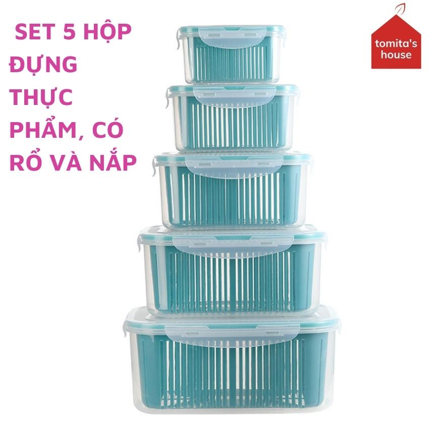 [FREESHIP+QUÀ 10K+ SET 5C] Hộp đựng thực phẩm tủ lạnh 2 lớp TOMITA TMT131 nhựa PP cao cấp, có rổ thoát nước và nắp giúp bảo quản thực phẩm tươi lâu, gia dụng thông minh 2021
