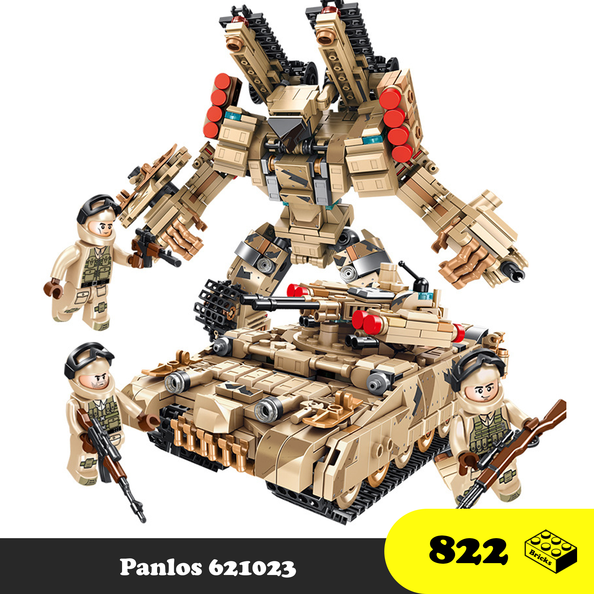 Đồ chơi Lego Lắp Ráp Tank Biến Hình Robot - Panlos 621023 Tank Quân đội Nga - 822 mảnh ghép