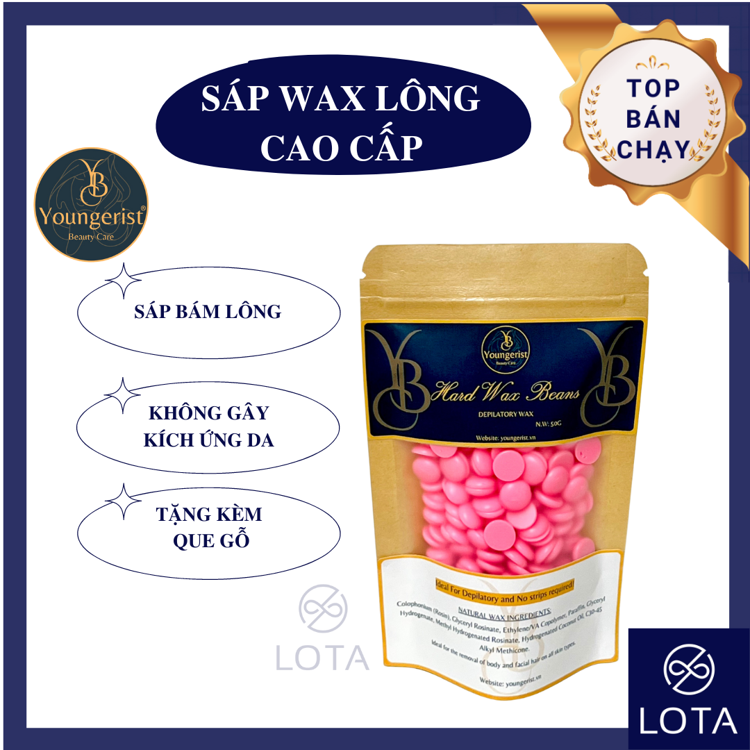 GÓI 50G SÁP WAX LÔNG YOUNGERIST HƯƠNG HOA HỒNG hard wax beans cao cấp wax sạch chân lông triệt vĩnh viễn không đau siêu bám lông was lông nách bikini tay chân vùng kín