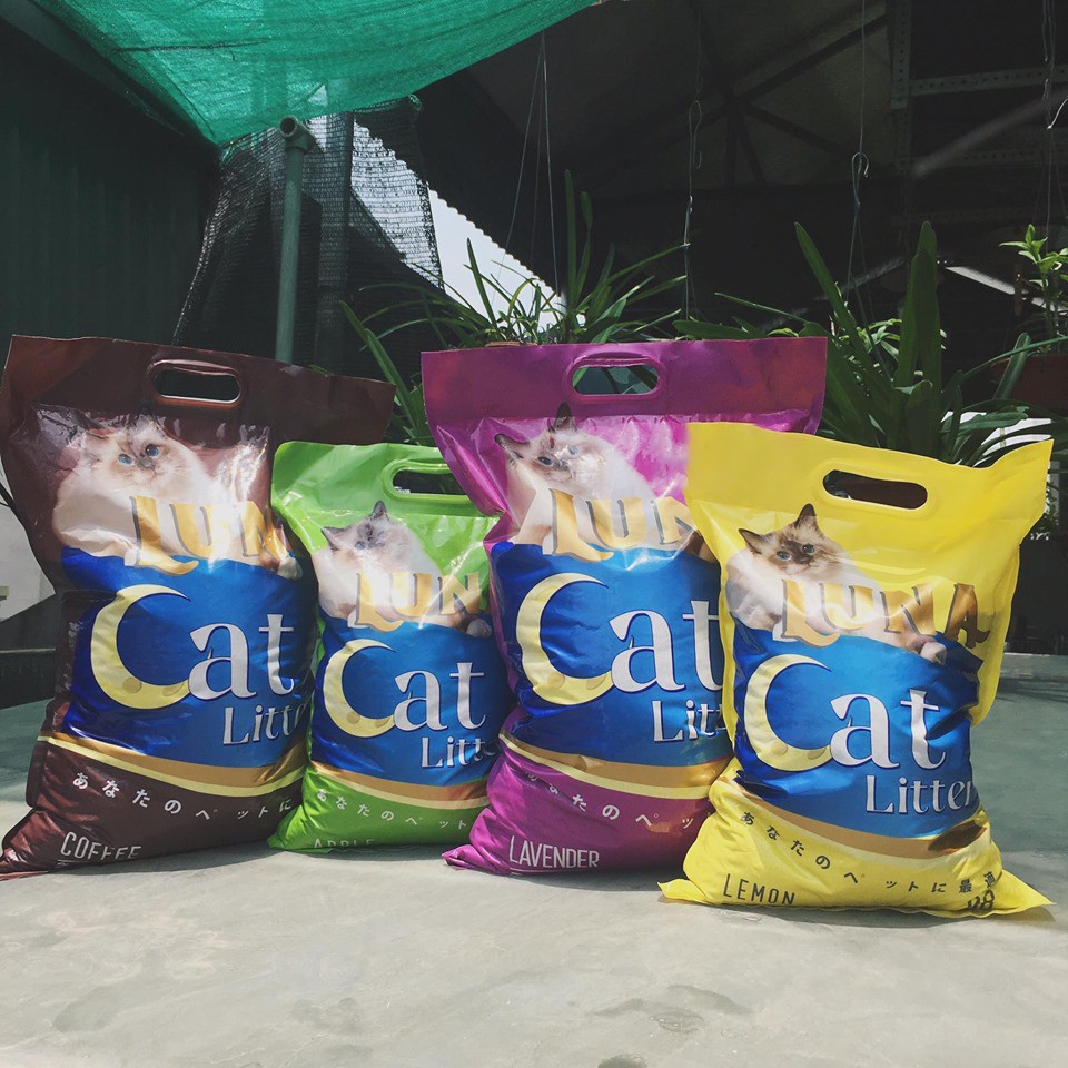 Cát vệ sinh cho mèo giá rẻ , Cát mèo LUNA LITTER , lưu hương lâu, vón cục tốt , ít bụi (8L) mùi cafe