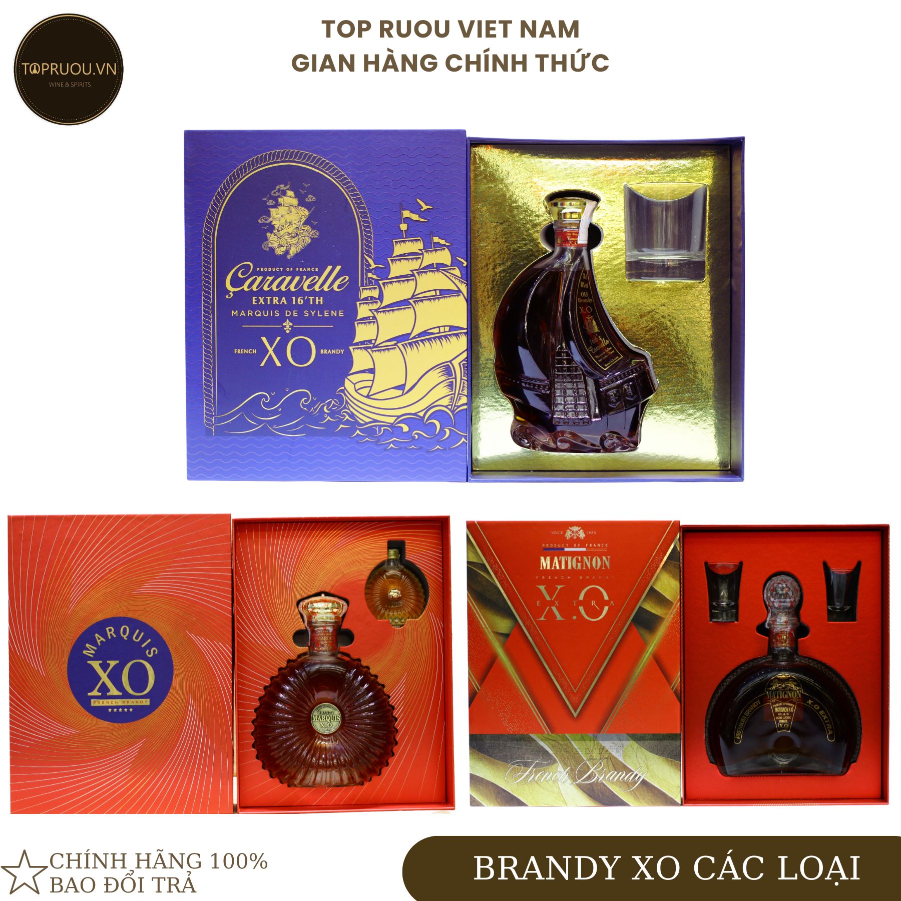 Rượu Brandy XO Caravelle Extra - Magtinon - Marquis 700ml