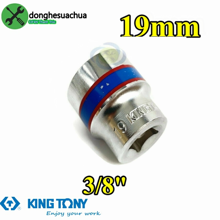 Tuýp 19mm loại 3/8 có 6 cạnh màu trắng loại ngắn kingtony 333519m
