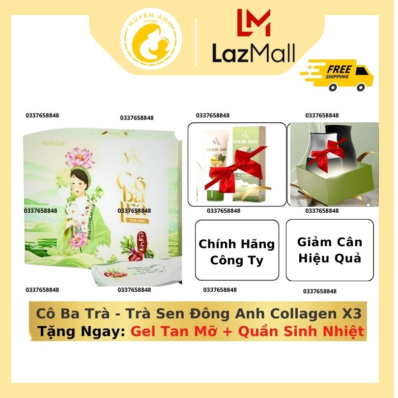 Cô ba trà - trà sen giảm cân đông anh collagen x3 - giảm mỡ bụng + tặng kem tan mỡ + quần sinh nhiệt
