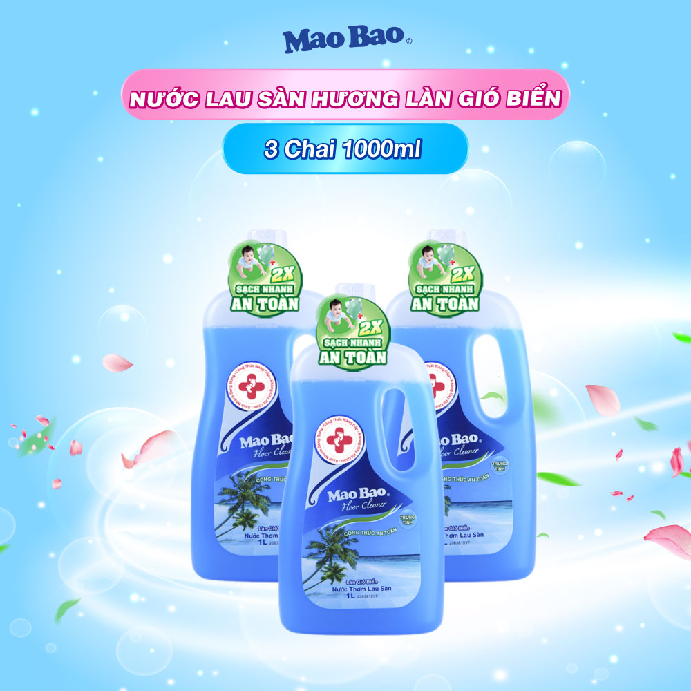 Combo 03 chai nước lau sàn mao bao 1l - hương làn gió biển