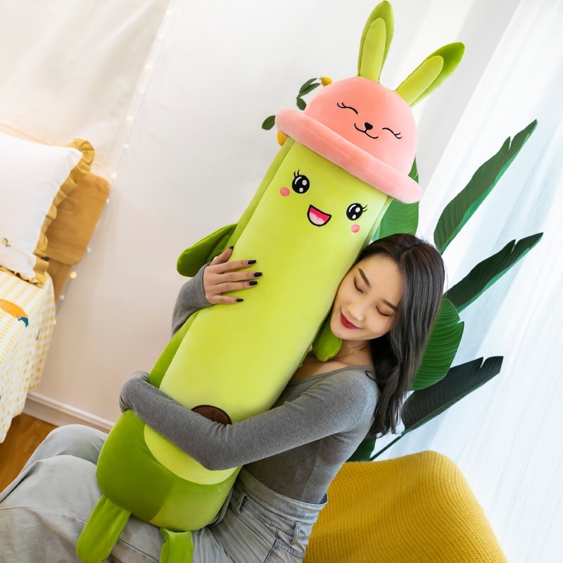 Gấu bông trái bơ đội nón tai thỏ , thú nhồi bông trái bơ đội nón dáng đứng | siêu mềm mịn