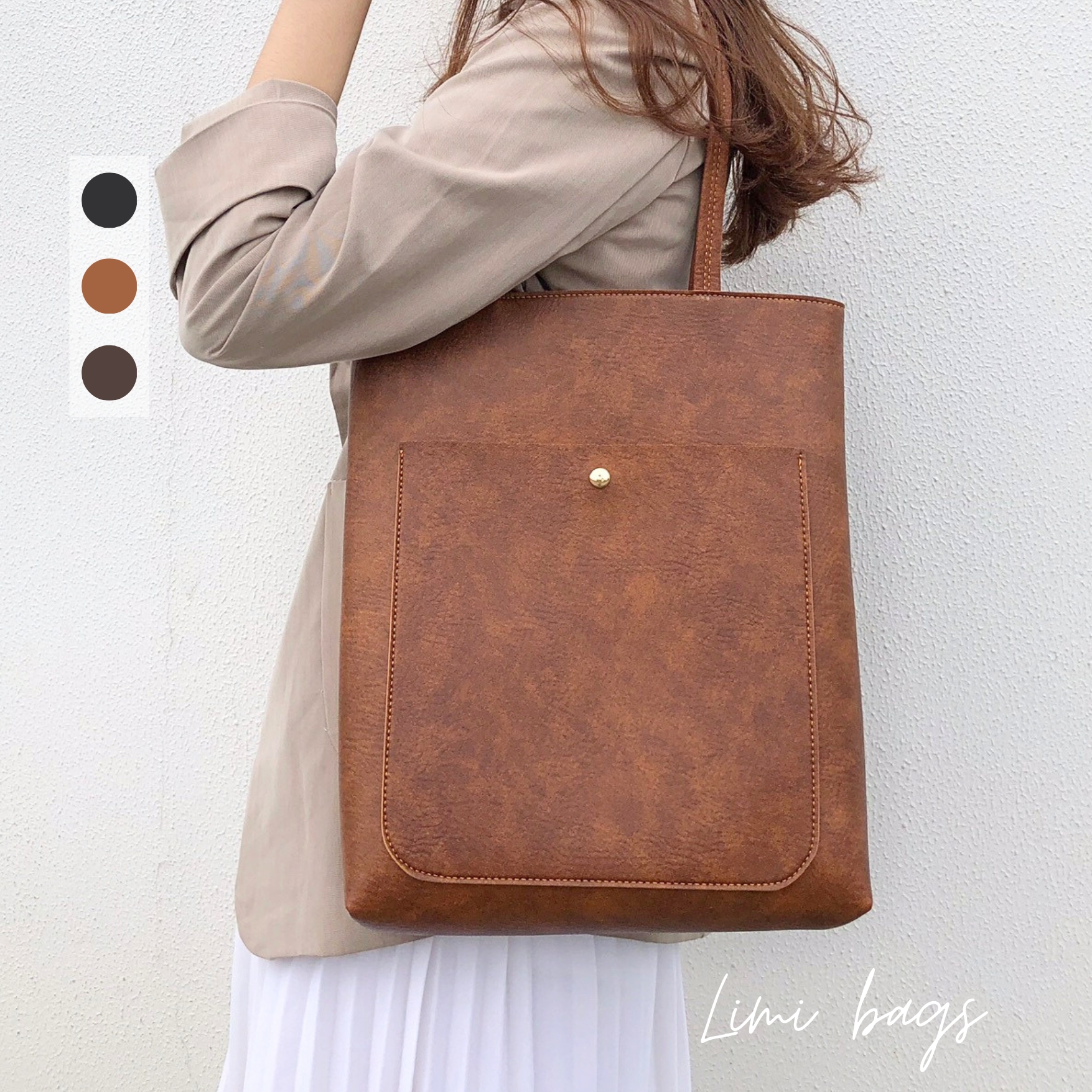 Túi Da nữ LUCKY Tote thời trang đi học đi làm công sở phong cách Hàn Quốc đẹp đựng A4 Laptop Vintage dáng đứng Limi Bags