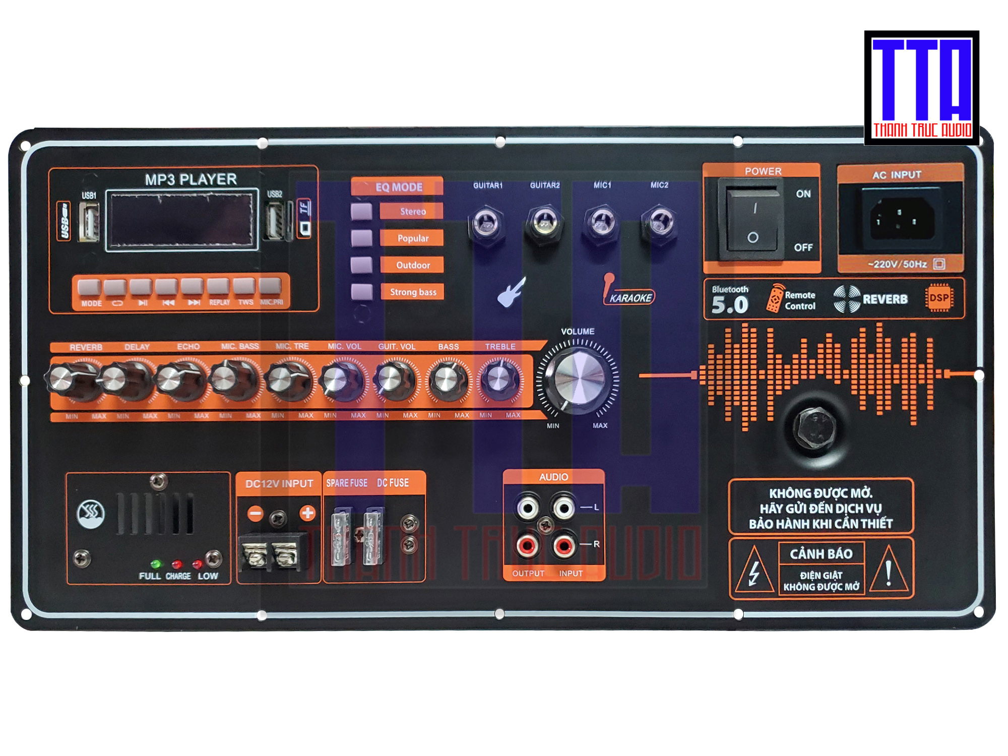 Bo mạch loa kéo - reverb dsp - delay - 5 tấc đơn - 4 tấc đôi - 19x38 - 9300n