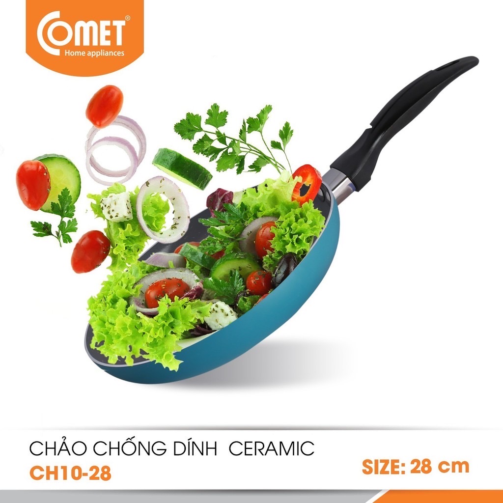 Chảo chống dính Ceramic 28cm COMET - CH10-28 ,chảo lớn, không dùng bếp từ- Giao màu ngẫu nhiên - Hàng chính hãng