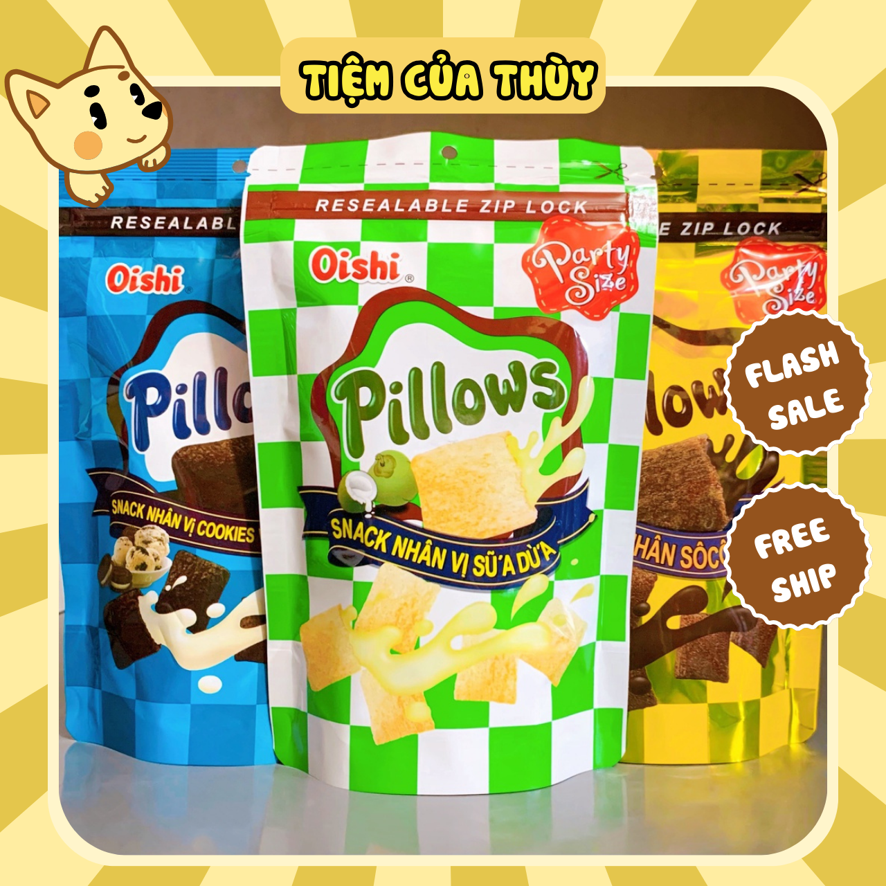 Bánh snack Pillows Oishi giòn ngon nhiều nhân thơm ngậy (gói 85g) - PF065