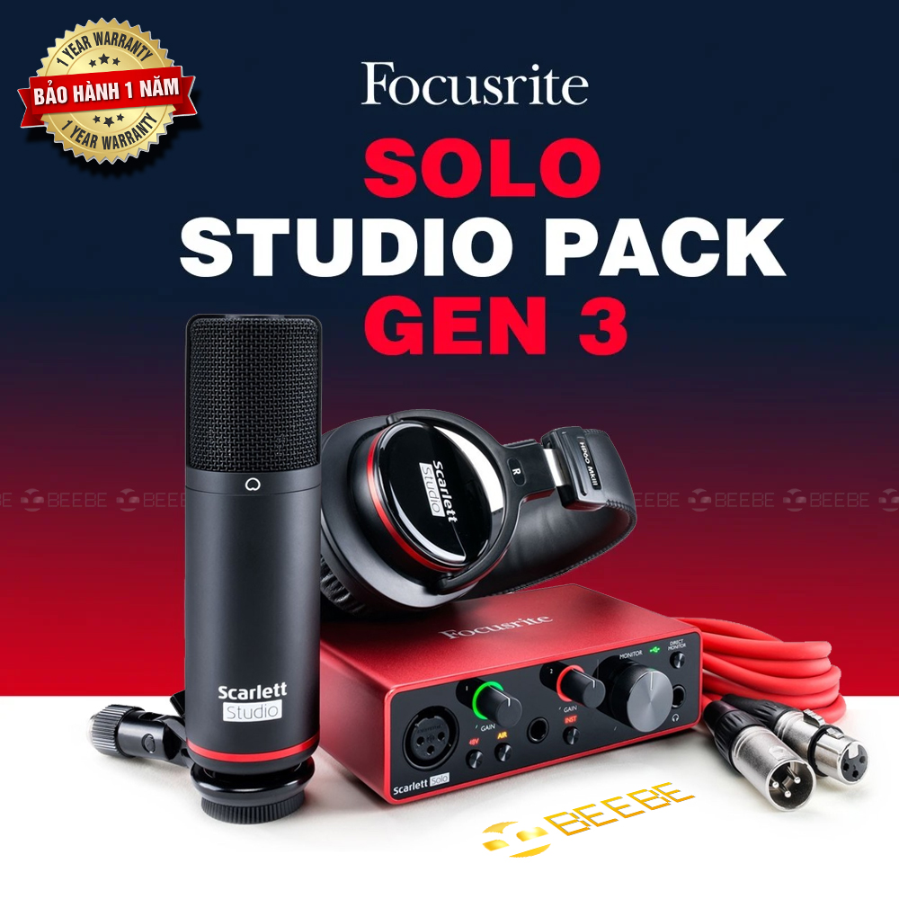 Focusrite Scarlett Solo Studio (Gen 3) - Combo Thu Âm Chuyên Nghiệp Cho Cá Nhân (Bảo Hành 3 Năm)