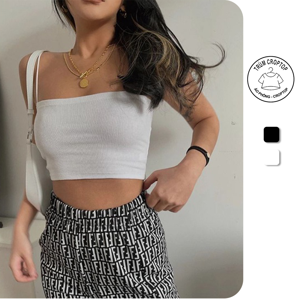 Áo croptop hai dây sợi bún Trùm Croptop chất thun bozip form dưới 55kg