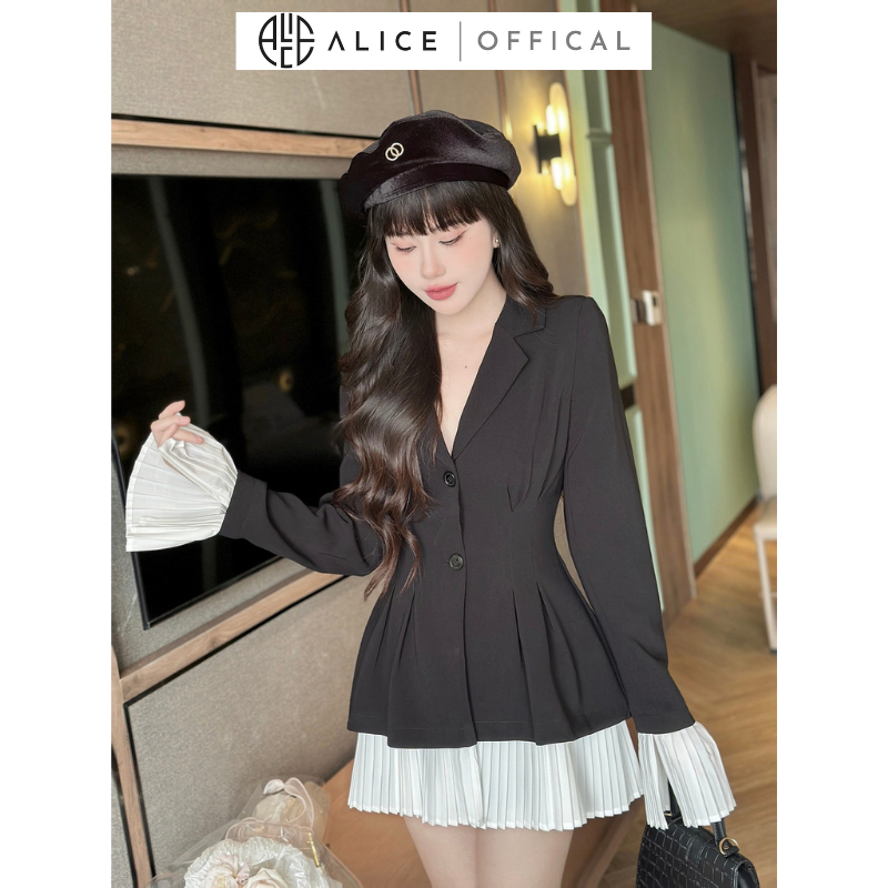 Set vest công sở kèm quần alice thiết kế cổ vest phối tay áo dập li, chất liệu cao cấp sang trọng s431