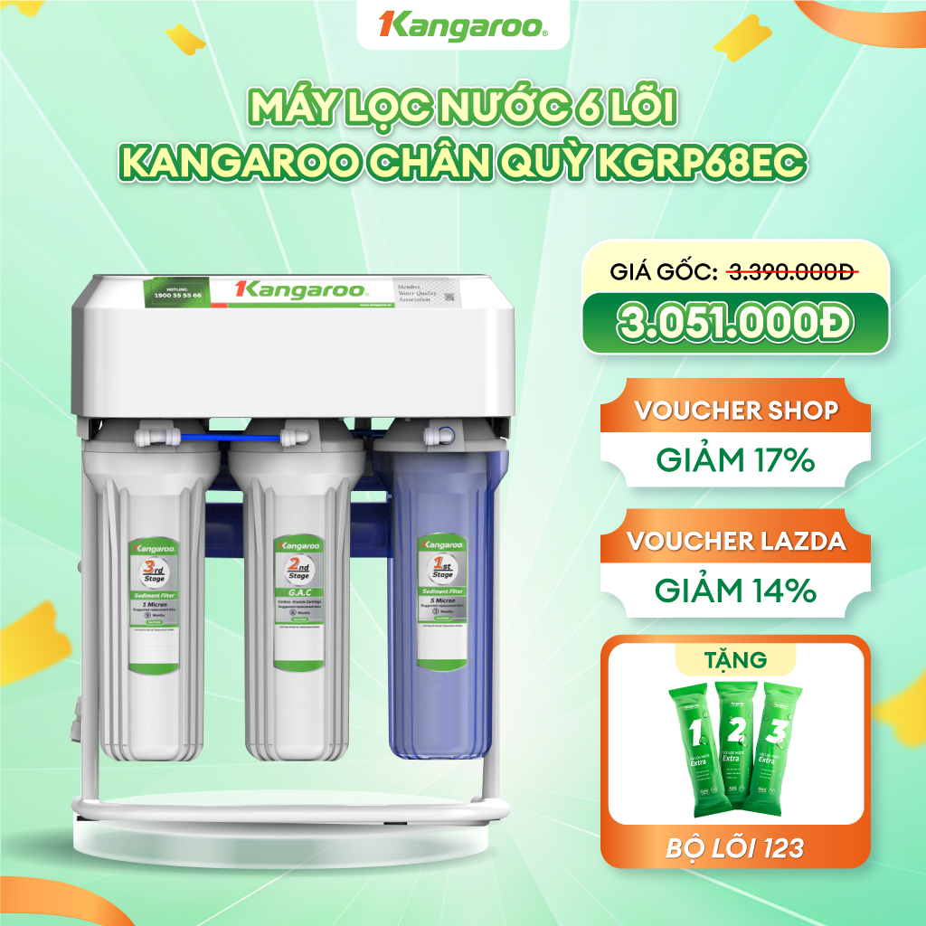 BH 1 năm Máy Lọc Nước 6 Lõi Kangaroo Chân Quỳ KGRP68EC - MIỄN PHÍ LẮP ĐẶT - Hàng Chính Hãng