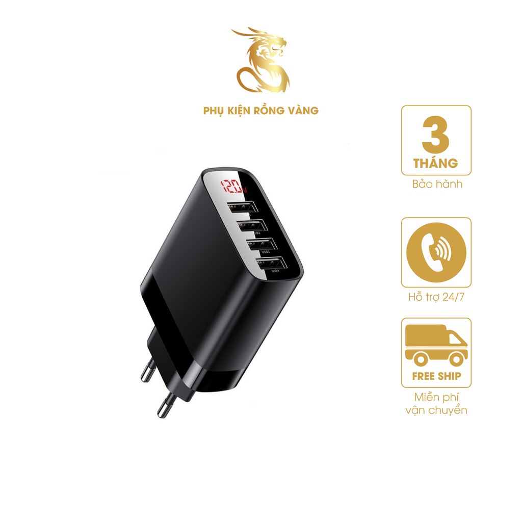 Củ sạc đa năng 4 cổng USB Baseus Mirror Lake Digital Display chính hãng