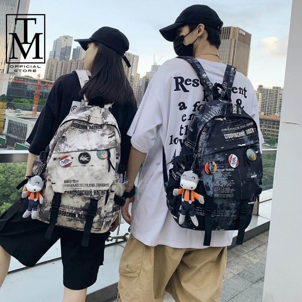 Balo nam nữ Ulzzang đi học cỡ lớn họa tiết Unisex Style Hàn Quốc TC22